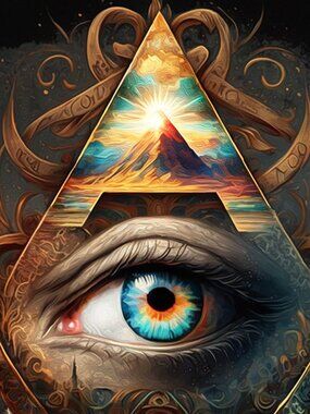 8x10 All Seeing Eye Pyramid Fantasy Wall Art Watercolor Oil Painting Print